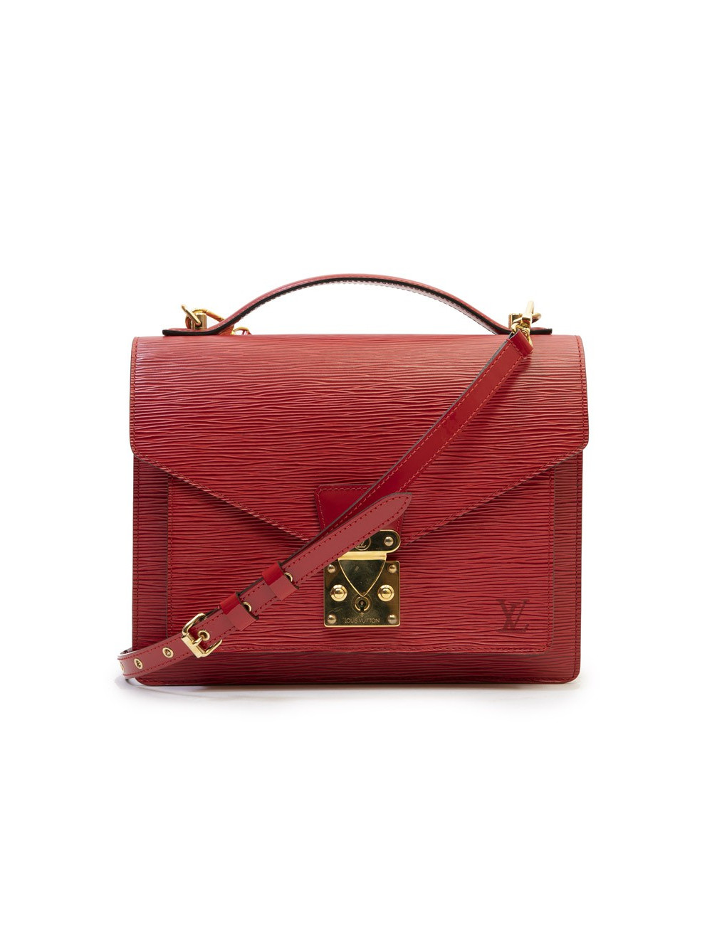 LOUIS VUITTON Monceau BB red epi leather bag