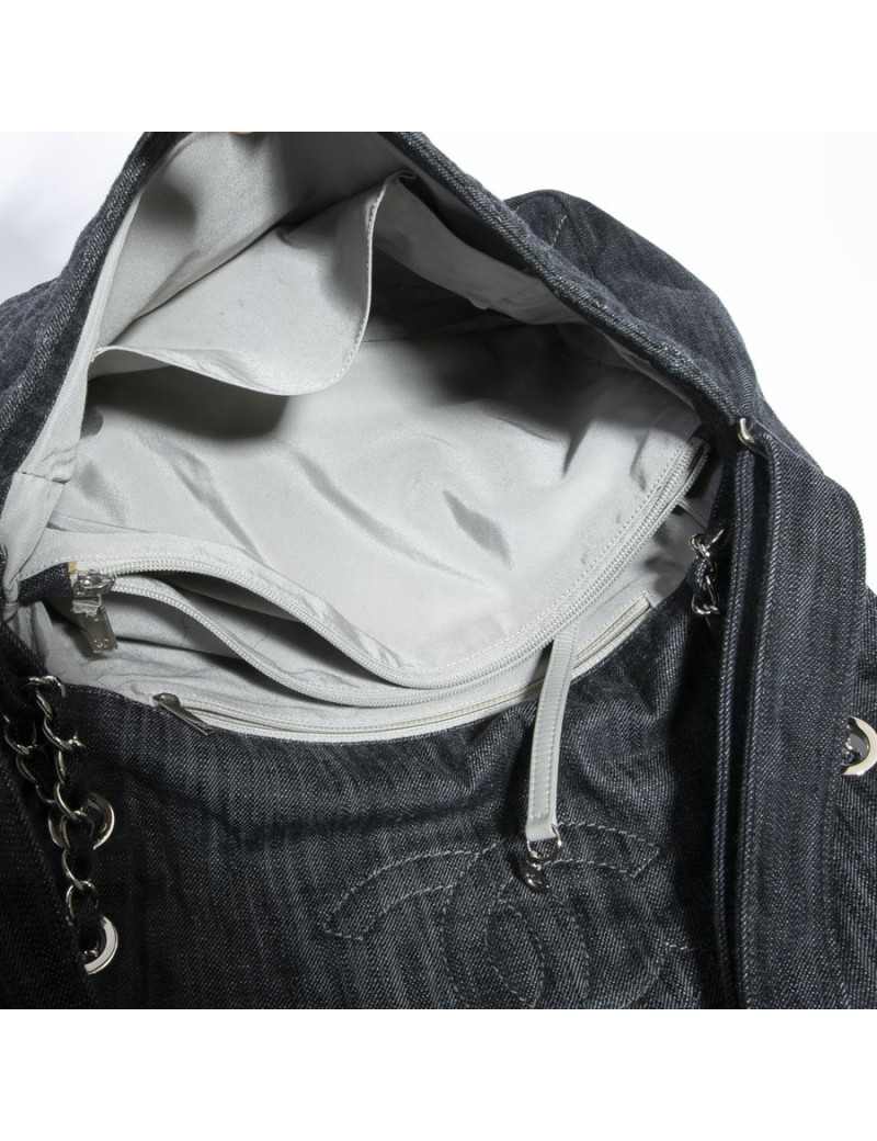 Sac CHANEL toile denim bleu