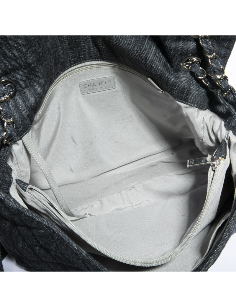 Sacoche CHANEL toile denim bleu