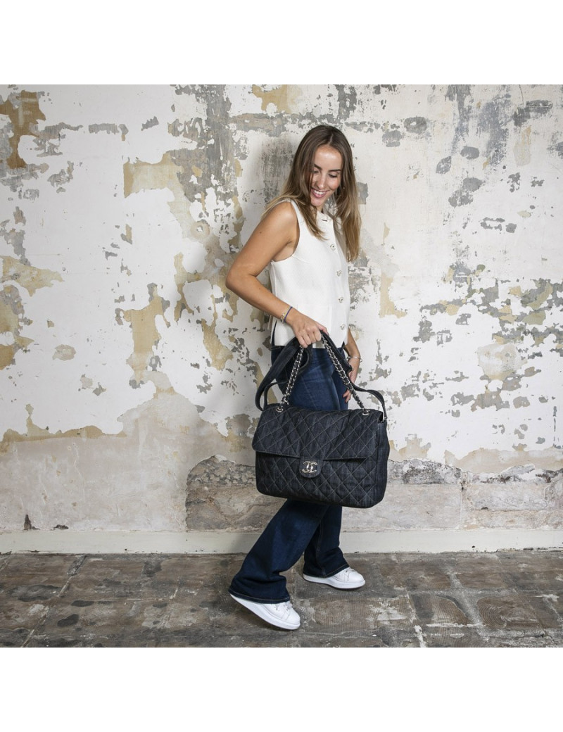 Sacoche CHANEL toile denim bleu
