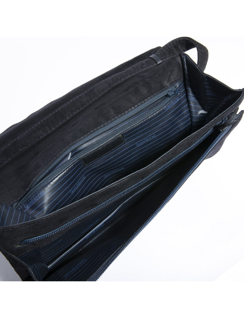 Sac GIANI VERSACE veau velours bleu nuit Vintage