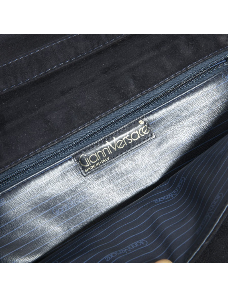 Sac GIANNI VERSACE veau velours bleu nuit Vintage