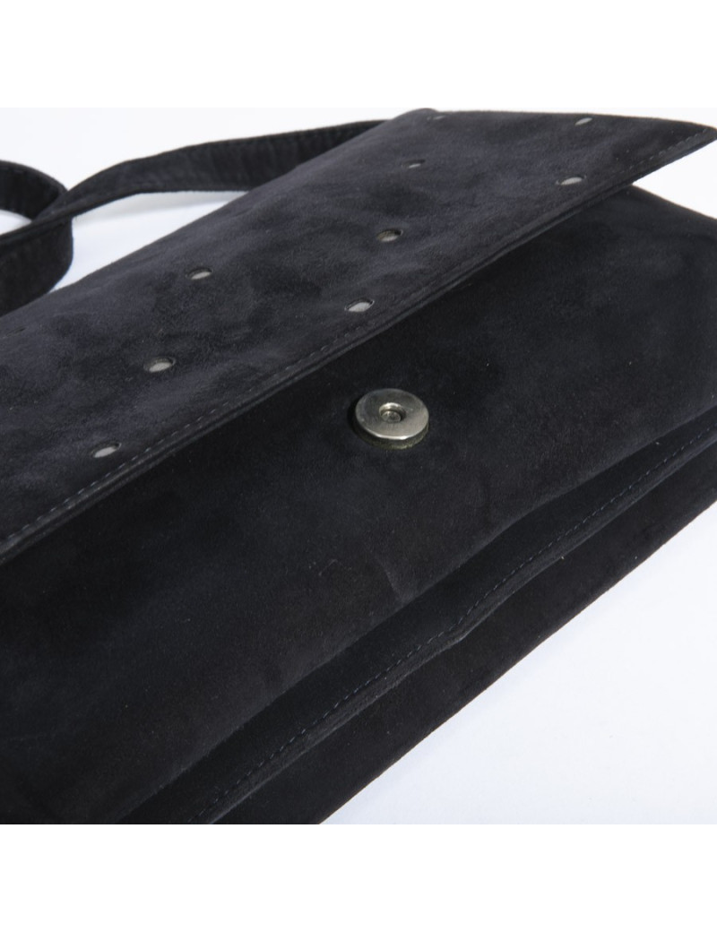 Sac GIANNI VERSACE veau velours bleu nuit Vintage