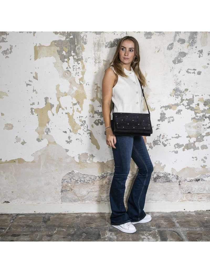 Sac GIANNI VERSACE veau velours bleu nuit Vintage