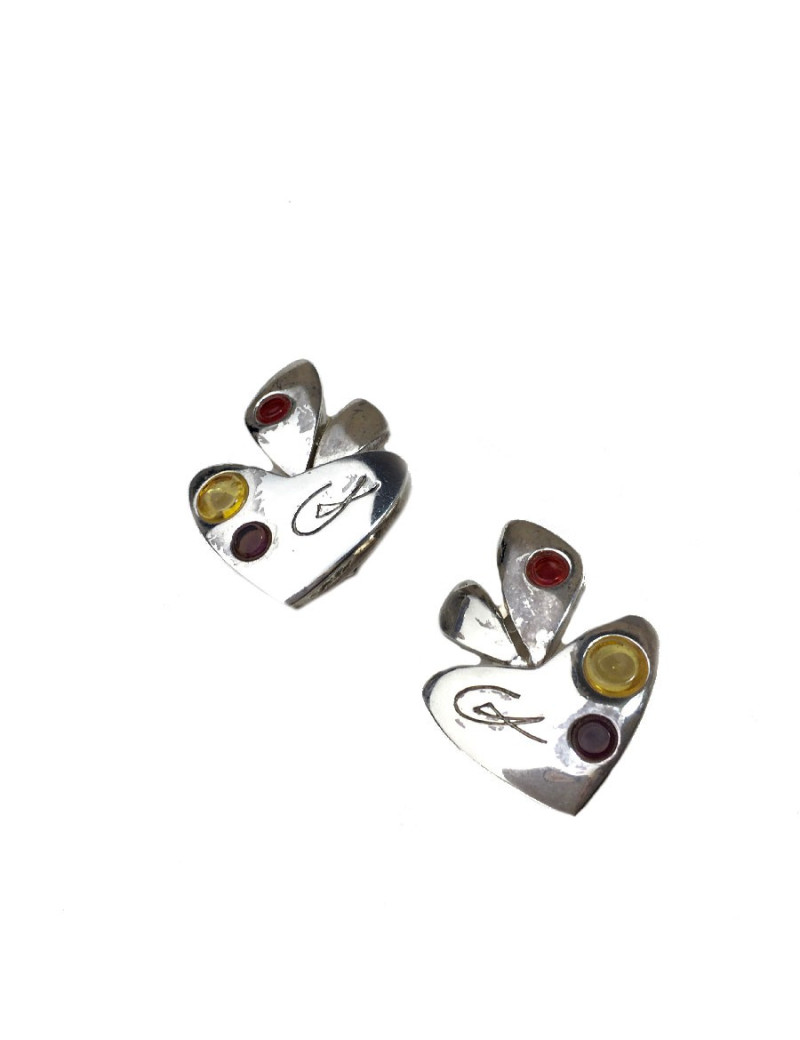 Boucles d'oreille clips CHRISTIAN LACROIX en métal argenté