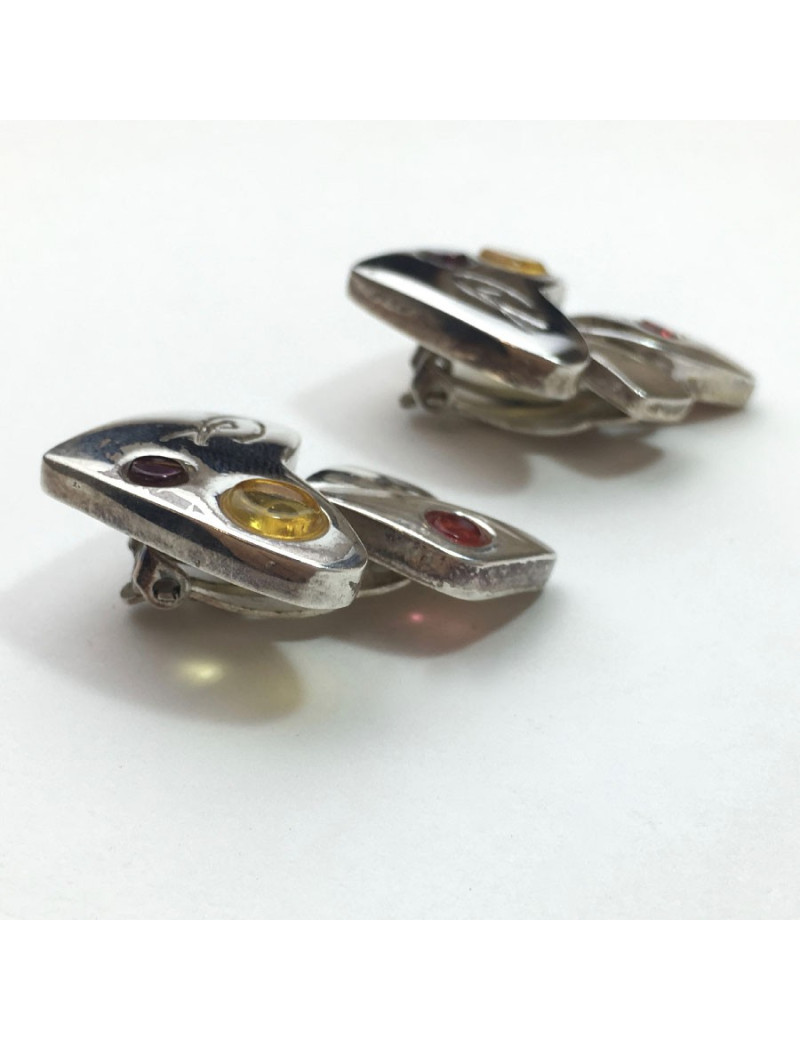 Boucles d'oreille clips CHRISTIAN LACROIX en métal argenté