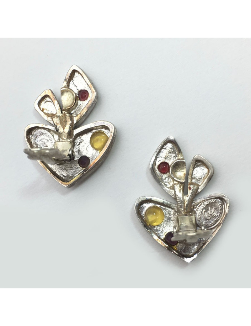 Boucles d'oreille clips CHRISTIAN LACROIX en métal argenté