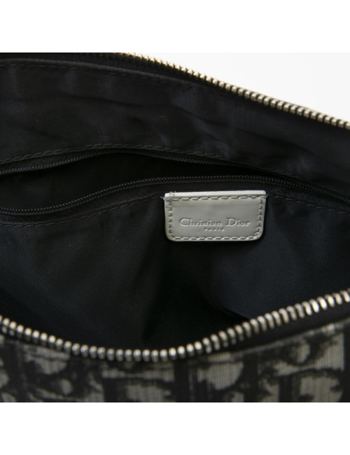 CHRISTIAN DIOR vintage messenger bag in black, white and gray monogram canvas