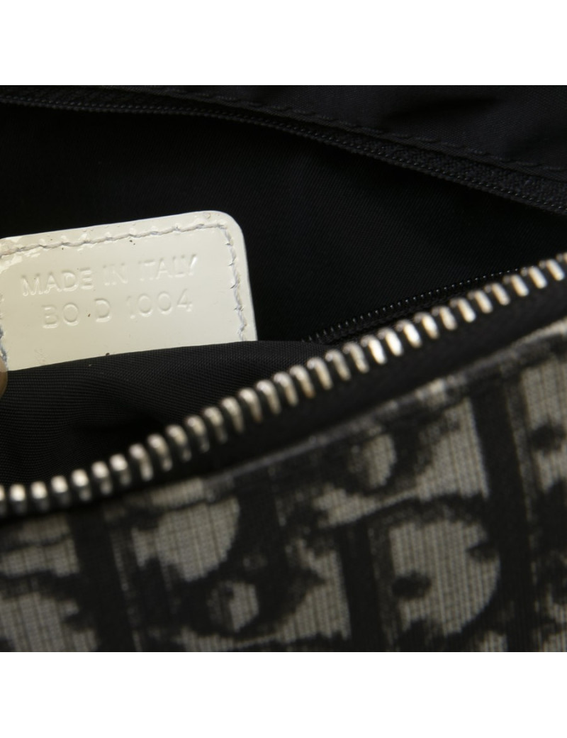 CHRISTIAN DIOR vintage messenger bag in black, white and gray monogram canvas