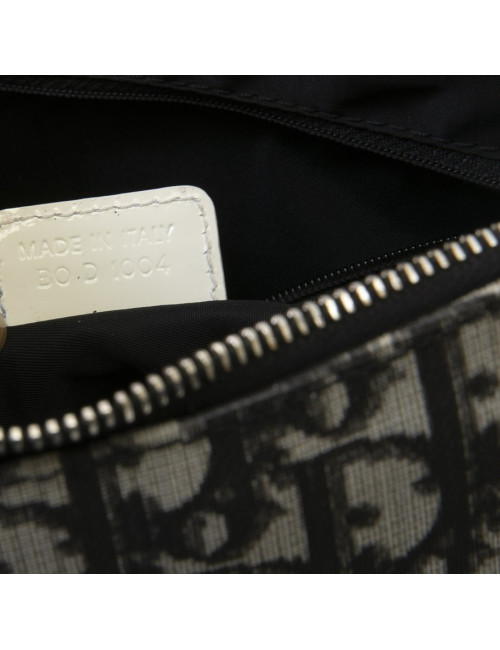 CHRISTIAN DIOR vintage messenger bag in black, white and gray monogram canvas