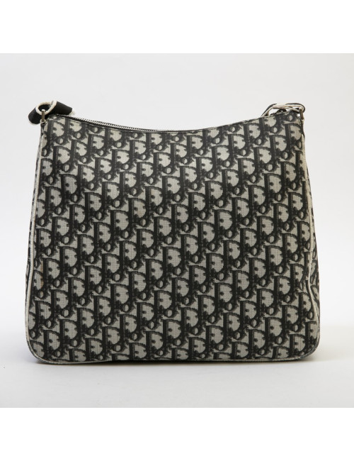 CHRISTIAN DIOR vintage messenger bag in black, white and gray monogram canvas