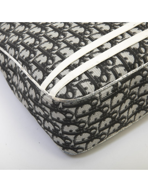 CHRISTIAN DIOR vintage messenger bag in black, white and gray monogram canvas