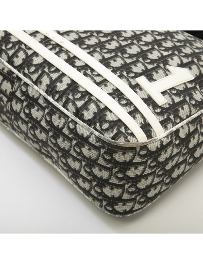 CHRISTIAN DIOR vintage messenger bag in black, white and gray monogram canvas