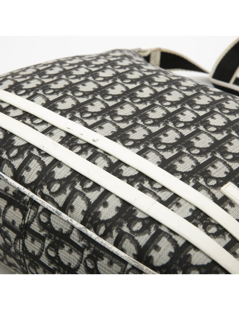 CHRISTIAN DIOR vintage messenger bag in black, white and gray monogram canvas