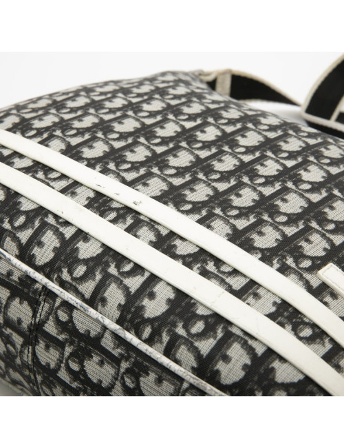 CHRISTIAN DIOR vintage messenger bag in black, white and gray monogram canvas