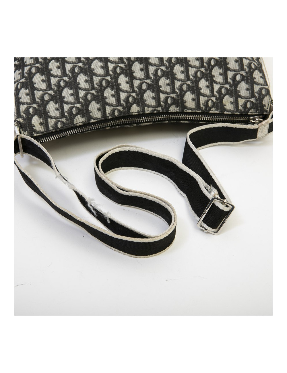 CHRISTIAN DIOR vintage messenger bag in black, white and gray monogram canvas