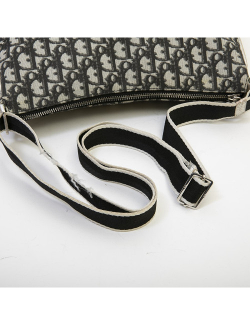 CHRISTIAN DIOR vintage messenger bag in black, white and gray monogram canvas