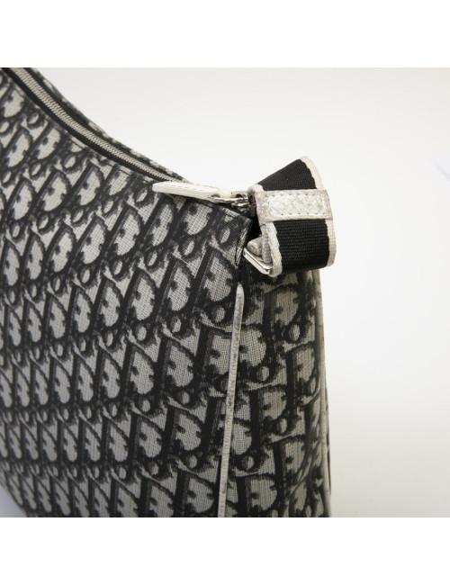 CHRISTIAN DIOR vintage messenger bag in black, white and gray monogram canvas
