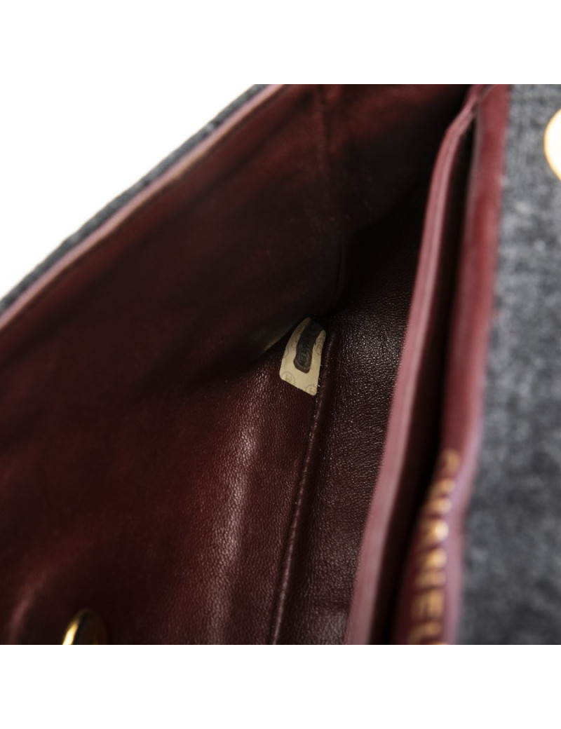 Sac CHANEL tweed et cuir noir