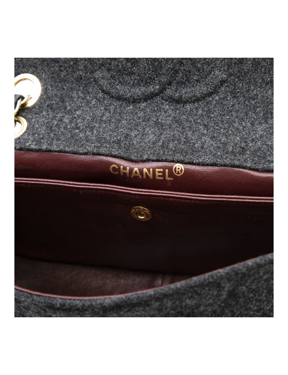 Sac CHANEL tweed et cuir noir