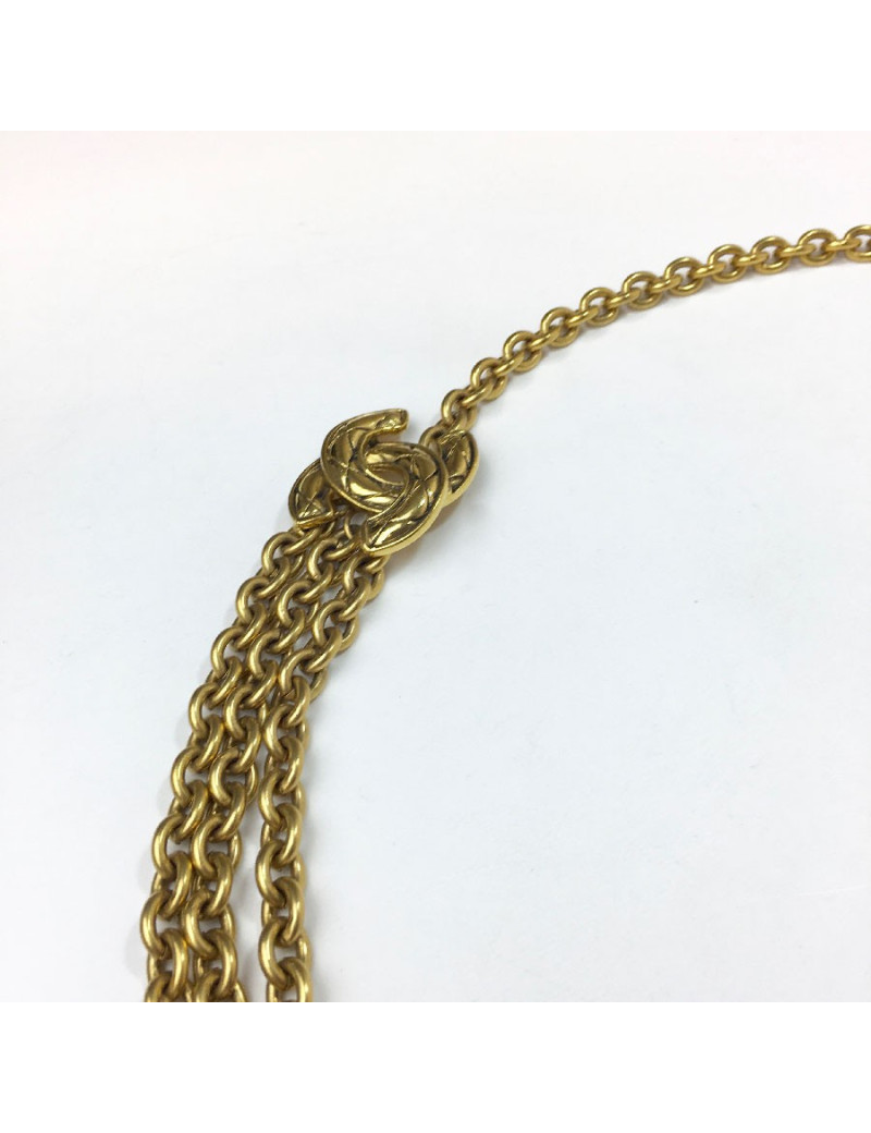 CHANEL vintage triple chain belt in gilt metal