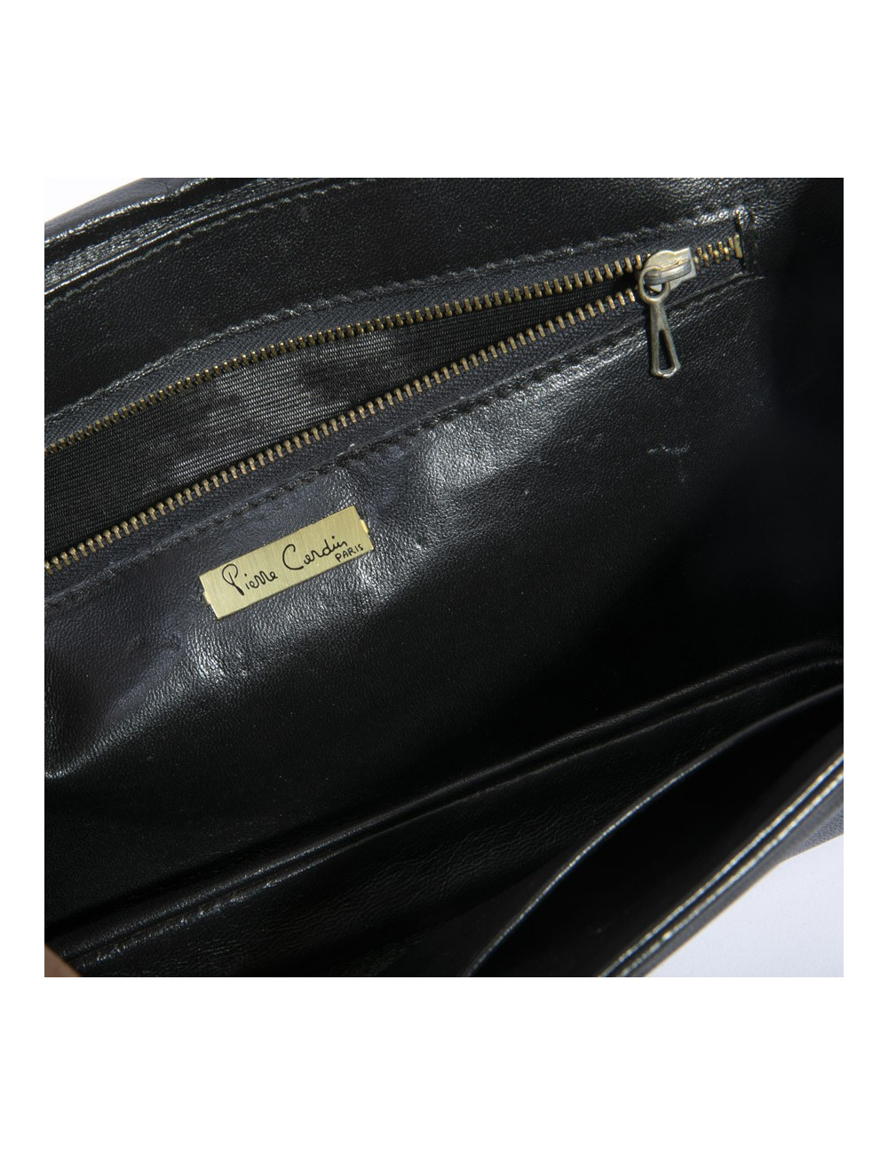 Pochette PIERRE CARDIN cuir d'agneau noir Vintage
