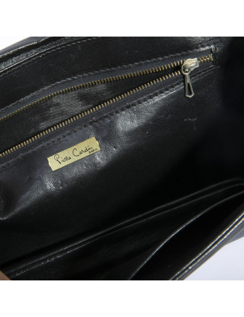 Pochette PIERRE CARDIN cuir d'agneau noir Vintage