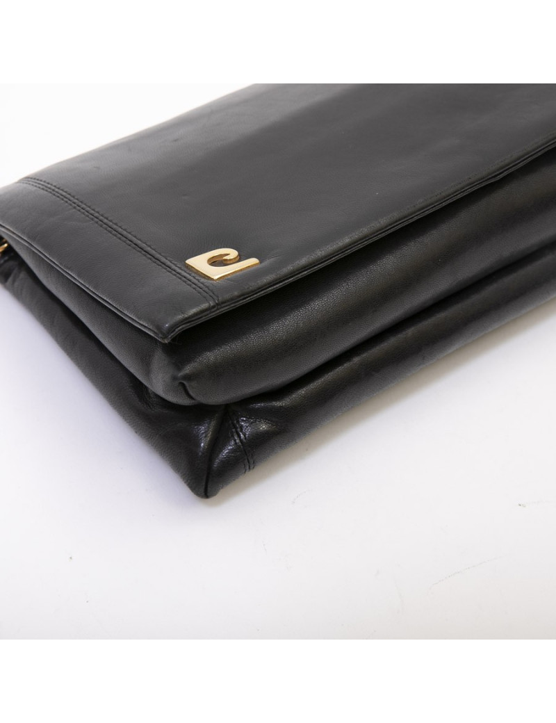 Pochette PIERRE CARDIN cuir d'agneau noir Vintage