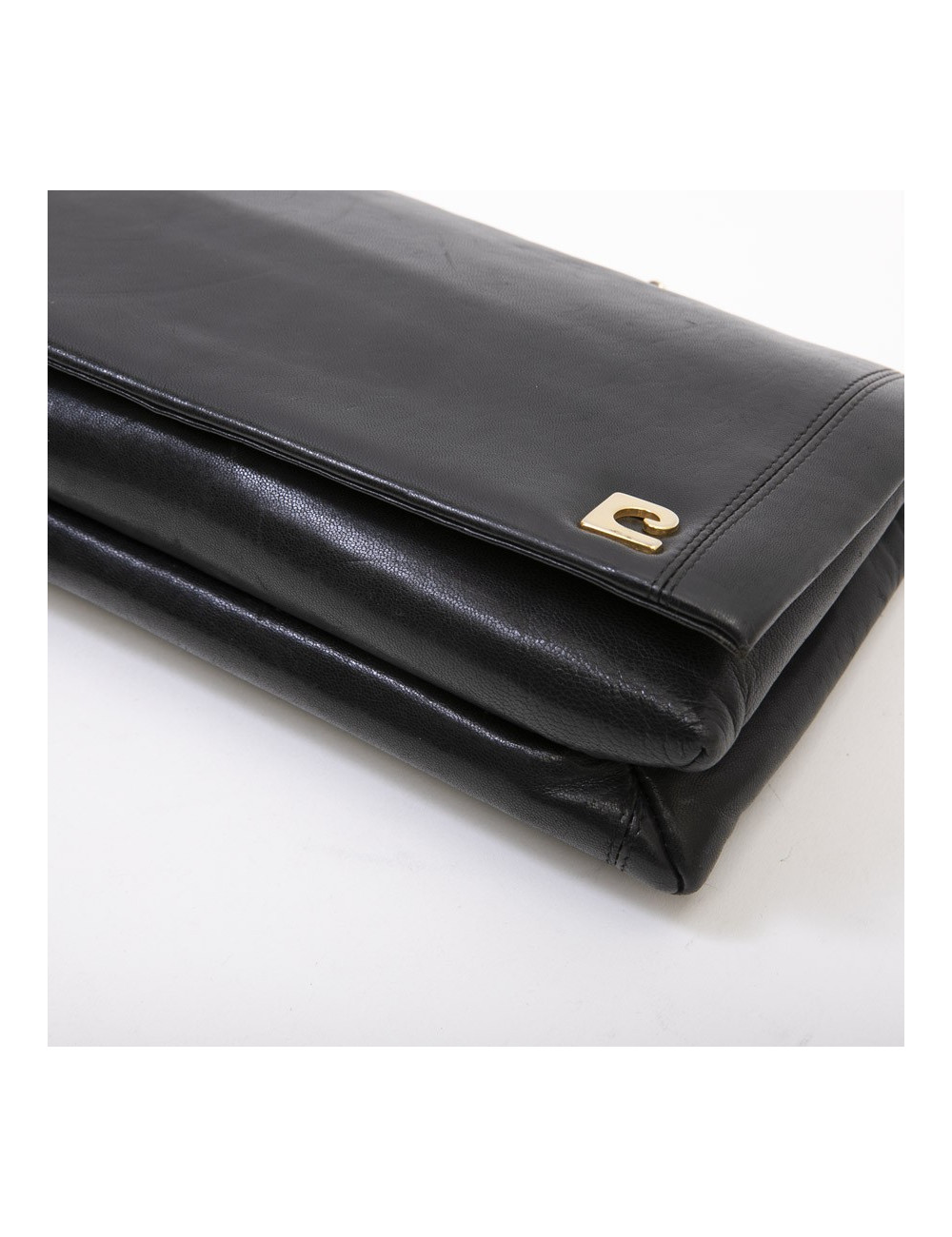 Pochette PIERRE CARDIN cuir d'agneau noir Vintage
