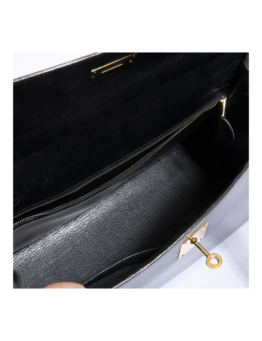 Kelly 32 HERMES sellier cuir box noir