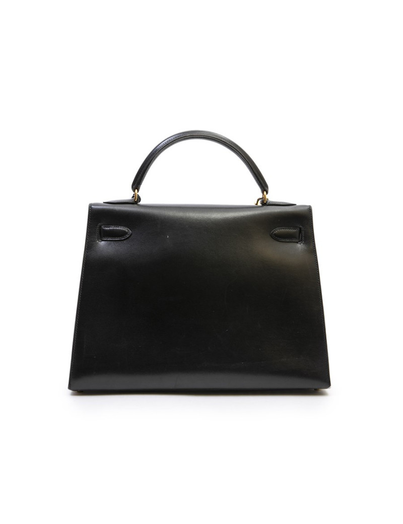 HERMES Kelly 32 vintage bag in black box leather
