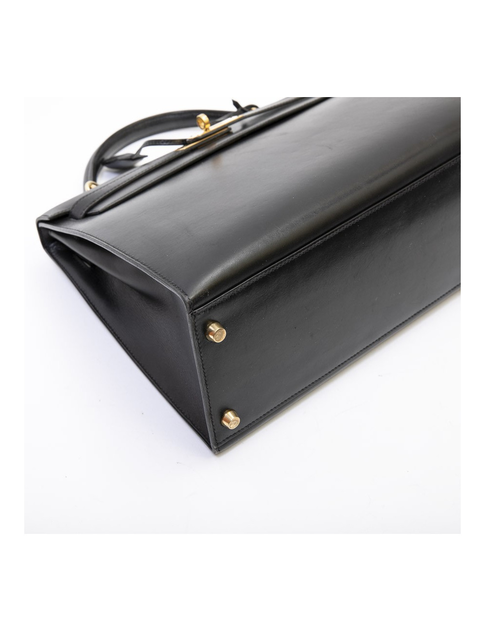 HERMES Kelly 32 vintage bag in black box leather