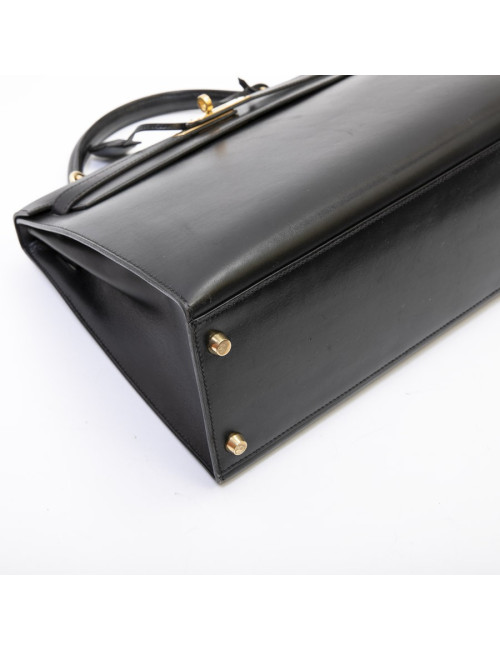 HERMES Kelly 32 vintage bag in black box leather