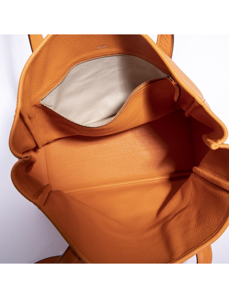 Sac HERMES cuir taurillon clémence orange