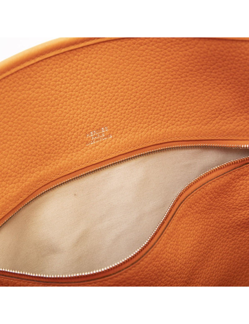 Sac HERMES cuir taurillon clémence orange