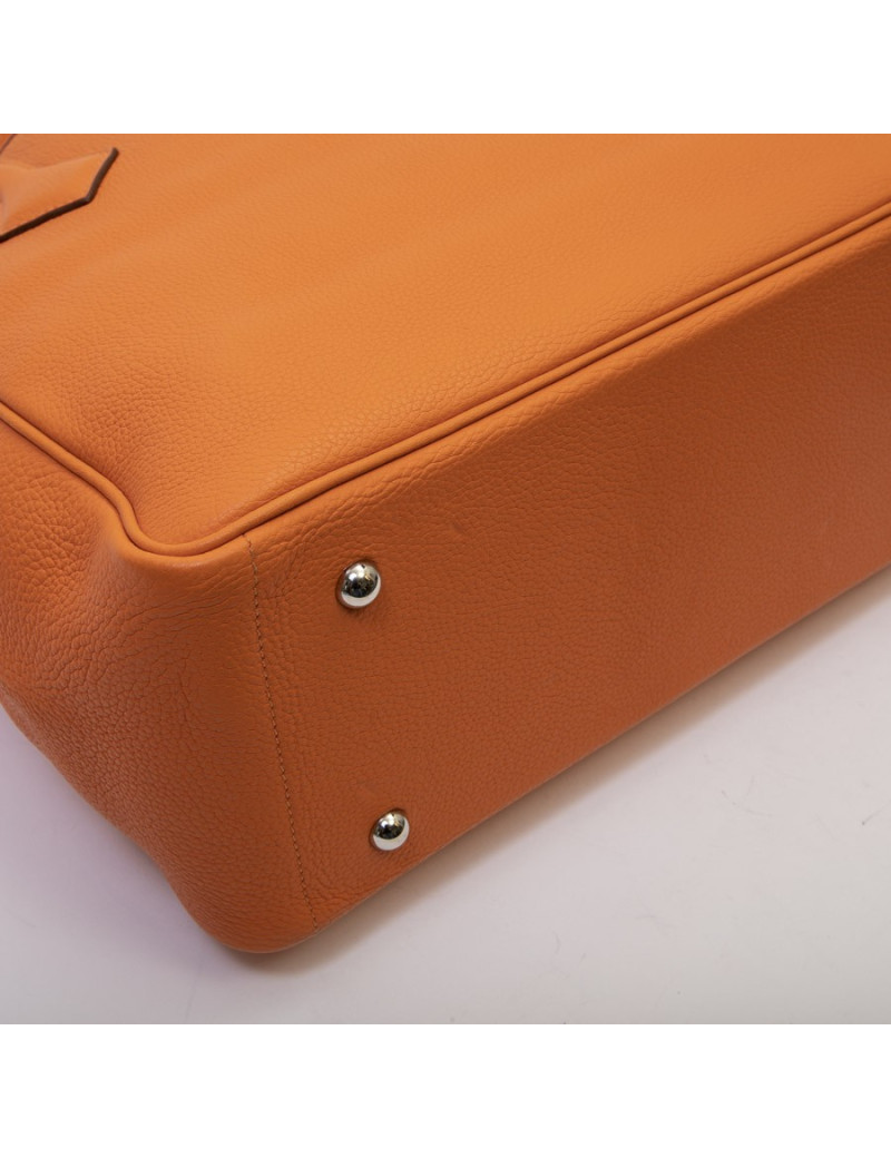 Sac HERMES cuir taurillon clémence orange