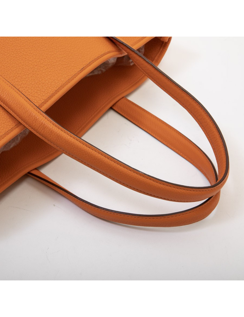 Sac HERMES cuir taurillon clémence orange
