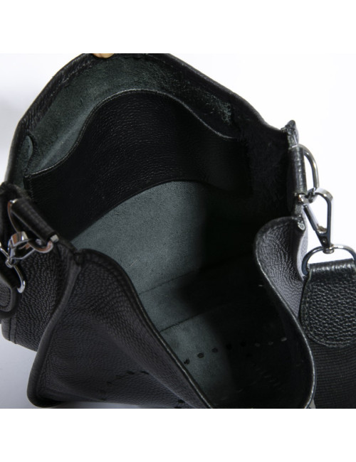 HERMES Evelyne II bag in black taurillon clémence leather