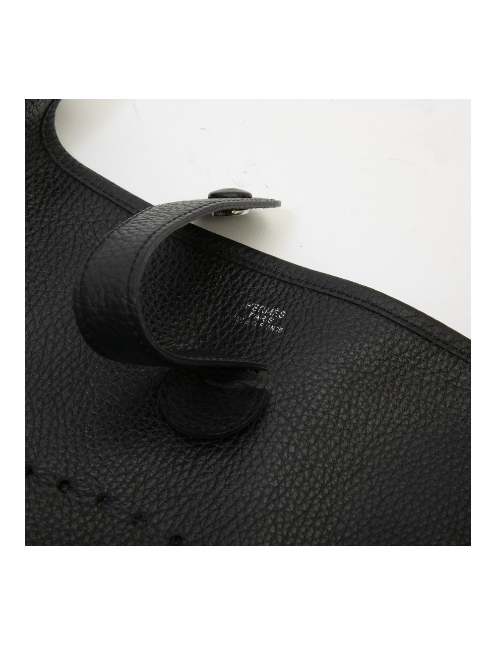 Sac Evelyne HERMES bandoulière cuir taurillon clémence noir