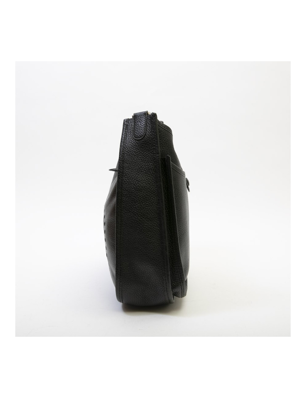 Sac Evelyne HERMES bandoulière cuir taurillon clémence noir