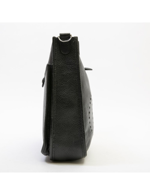 HERMES Evelyne II bag in black taurillon clémence leather