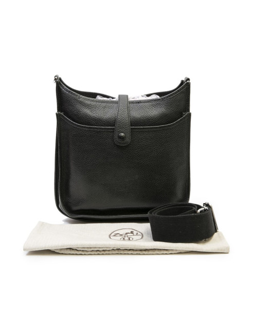 HERMES Evelyne II bag in black taurillon clémence leather