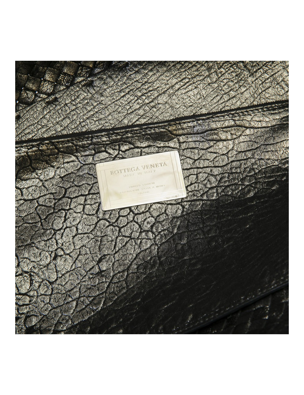Sac tressé BOTTEGA VENETA en cuir gris brillant vieilli GM