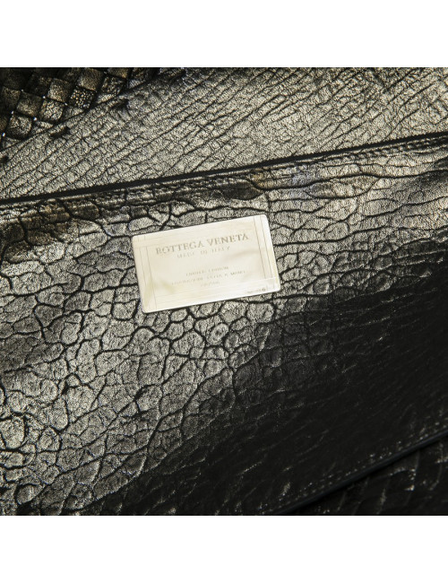 Sac tressé BOTTEGA VENETA en cuir gris brillant vieilli GM