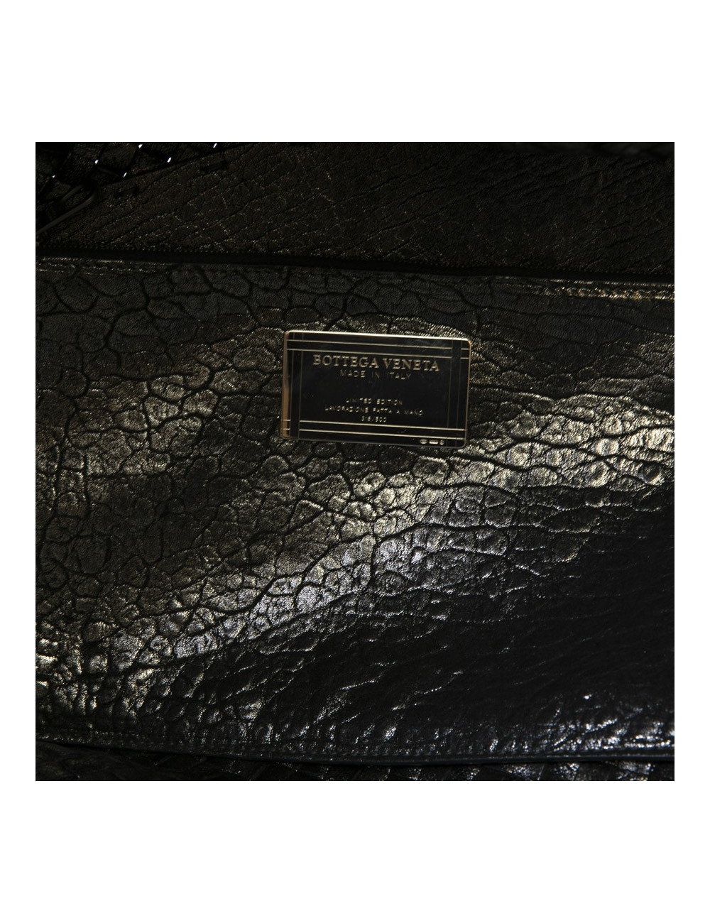 Sac tressé BOTTEGA VENETA en cuir gris brillant vieilli GM