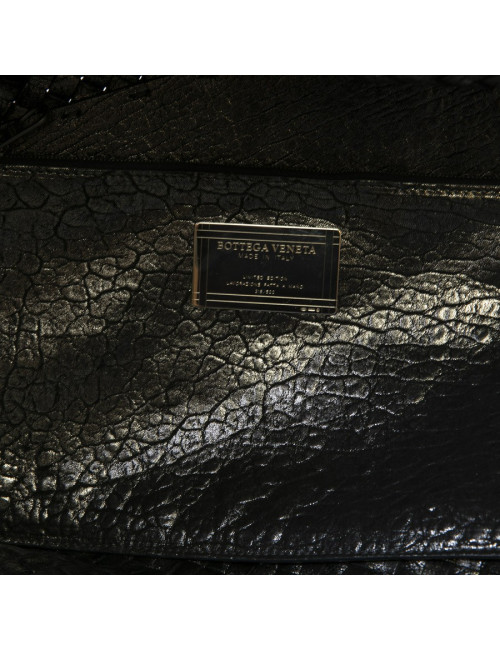 Sac tressé BOTTEGA VENETA en cuir gris brillant vieilli GM