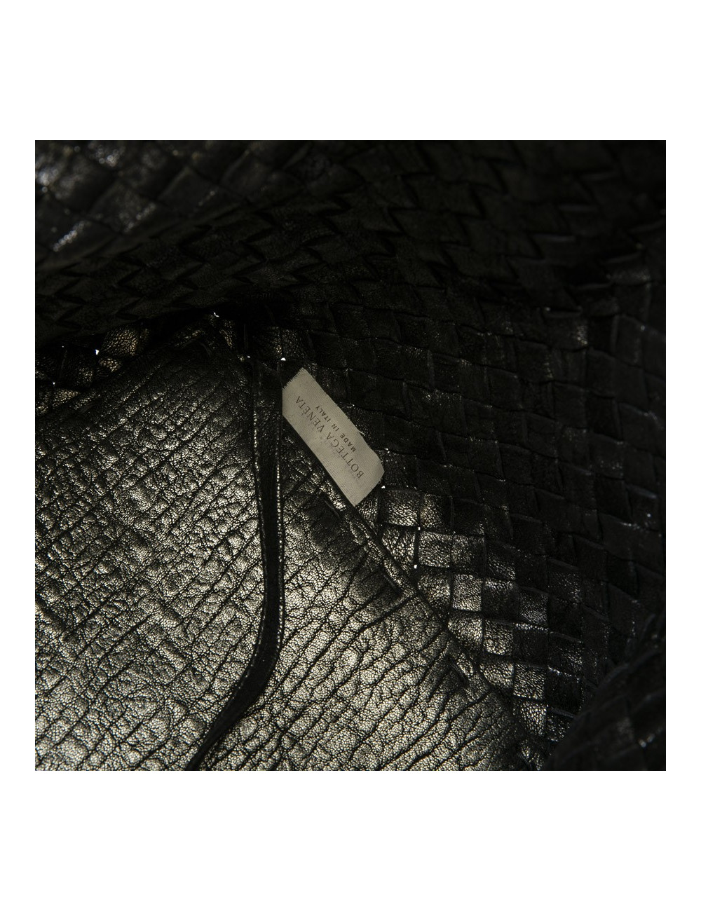 Sac tressé BOTTEGA VENETA en cuir gris brillant vieilli GM