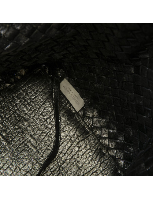 Sac tressé BOTTEGA VENETA en cuir gris brillant vieilli GM