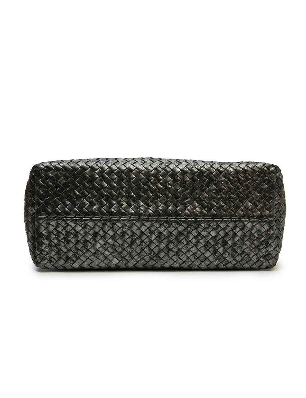 Sac tressé BOTTEGA VENETA en cuir gris brillant vieilli GM