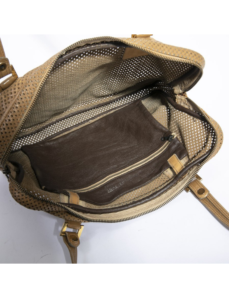 Sac FENDI cuir perforé beige Vintage